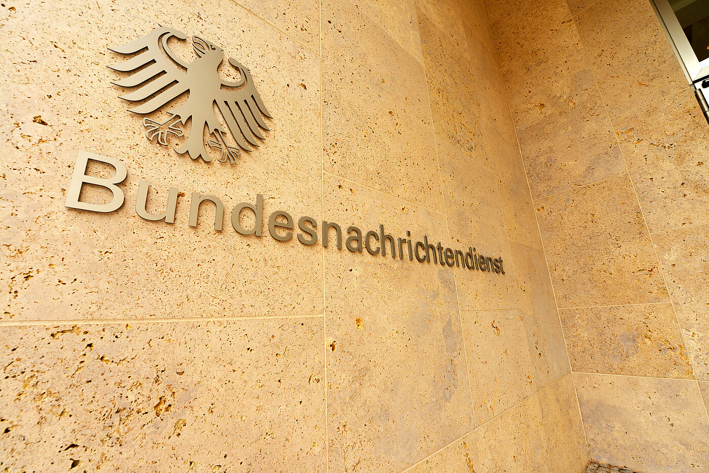 Berlin / Germany - July 22, 2017: Entrance of the new headquarters of Federal Intelligence Service - German: Bundesnachrichtendienst, BND - in Berlin