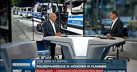 Polizeifahrzeuge Brandstiftung vor G7 Gipfel_Interview Wendt WELT TV